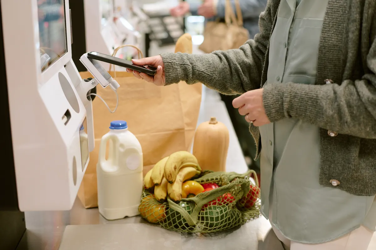 The checkout fields to remove first: using Self-Checkout Machine at Grocery Store.